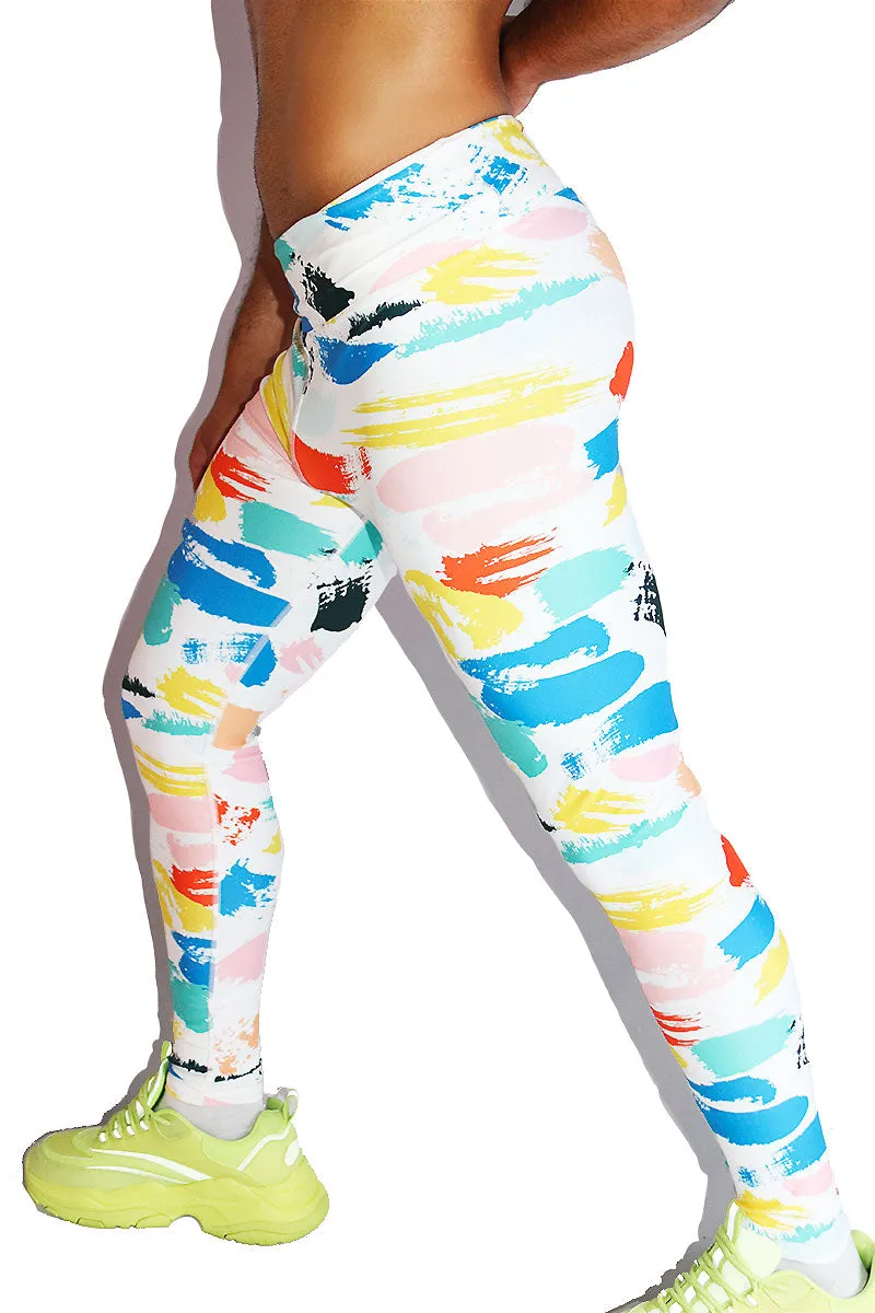 Strokes All Over Leggings Tights- White