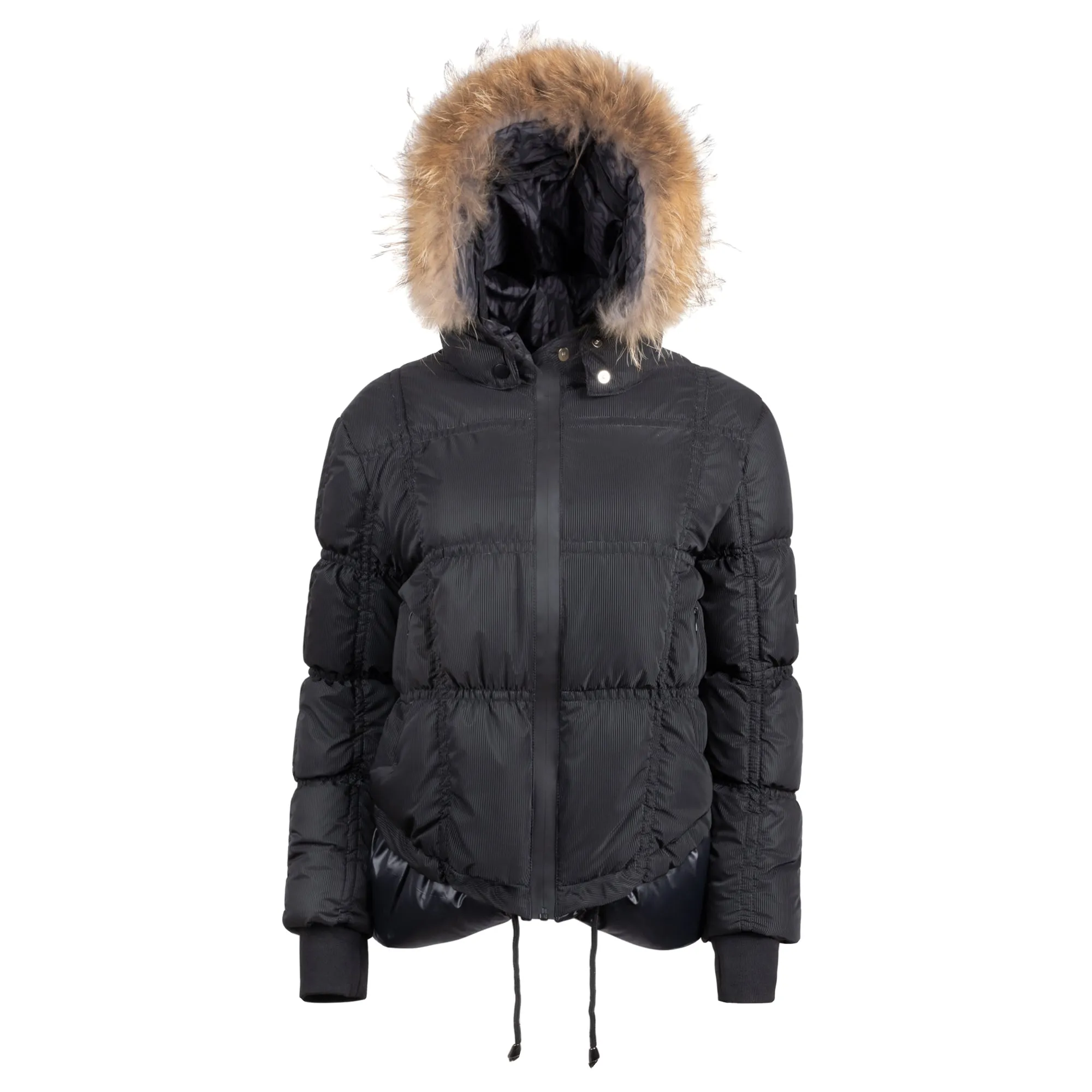 Teen Ruched Puffer - Black Ribbed