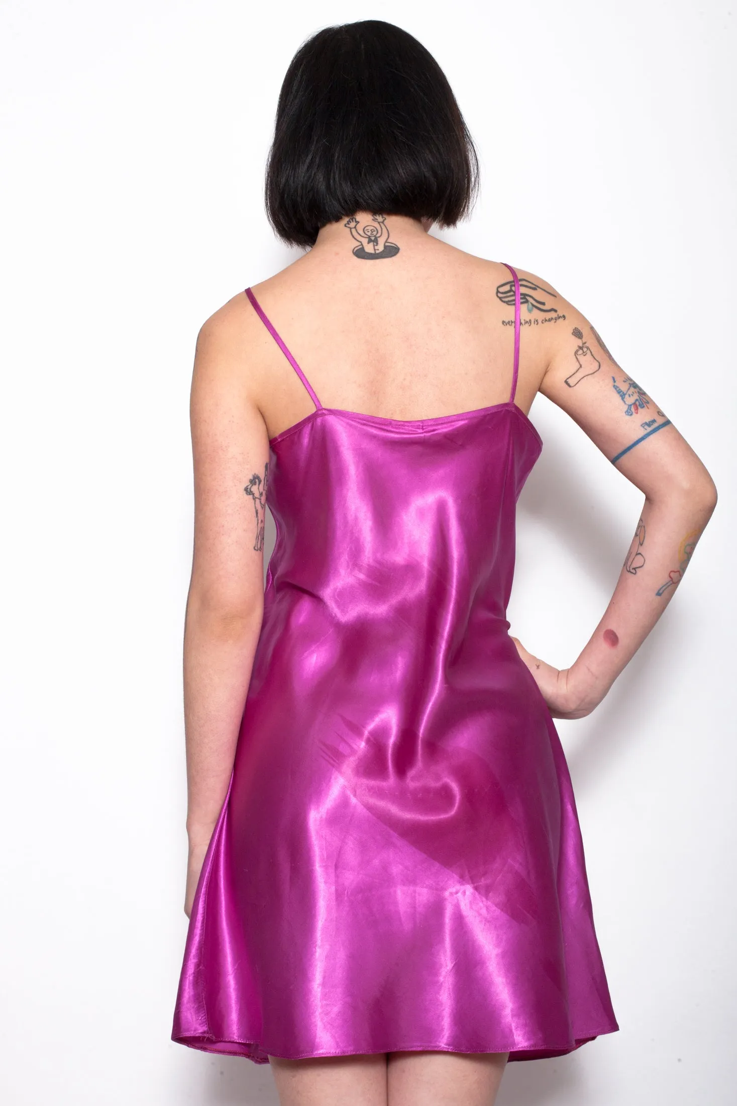 Y2K Neon Pink Slip Dress